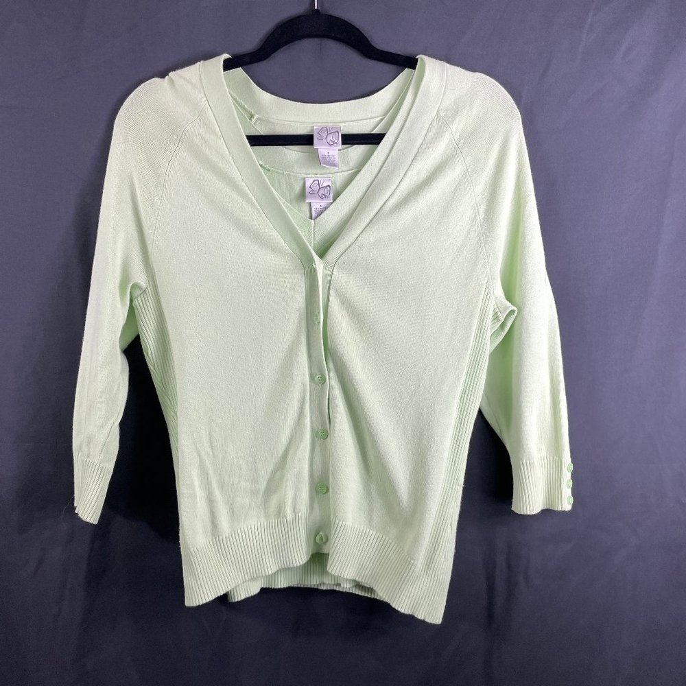 Fashion Bug Ladies Size Small Mint Green Tank and 3/4 sleeve cardigan set